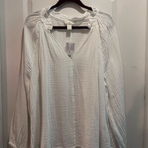 H&M White Textured Blouse